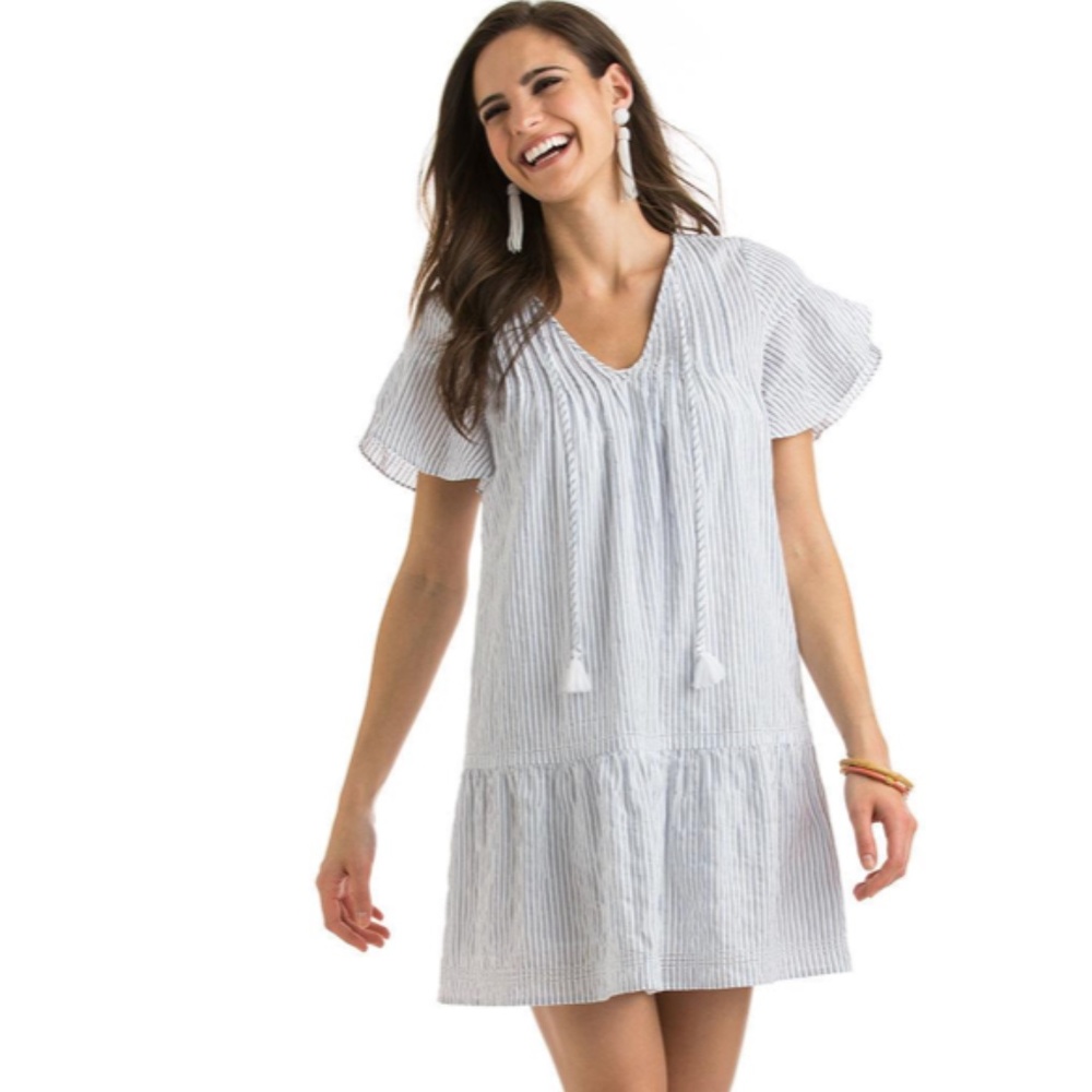 Vineyard Vines Striped Flutter Sleeve Dress, 00